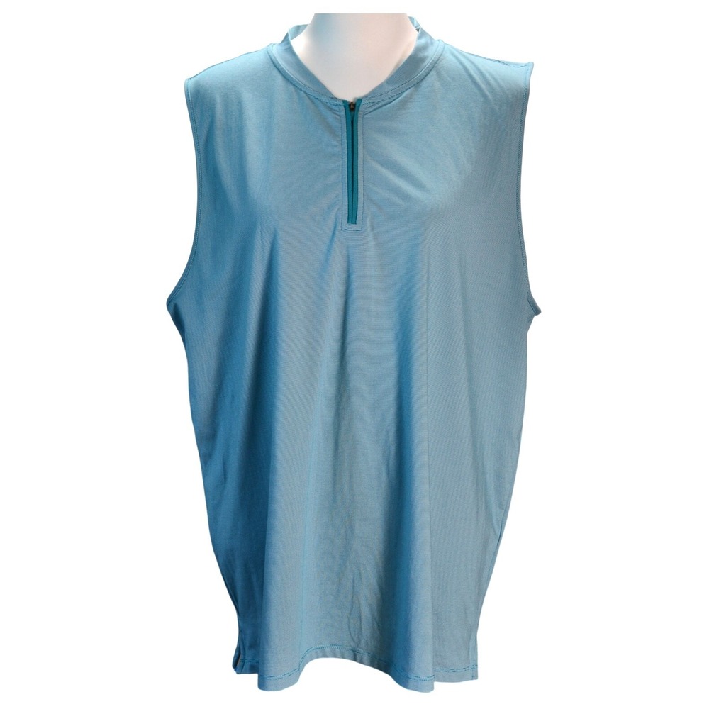 Lands' End XXL Sleeveless 1/4 Zip Top Casual Outdoor Travel Summer Aqua Blue